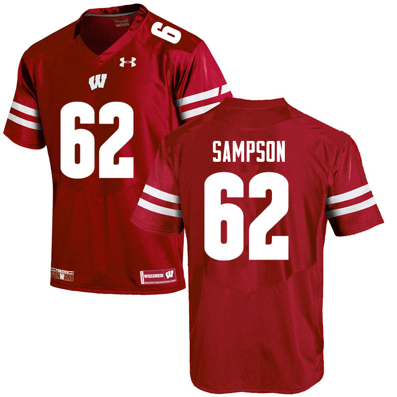 Wisconsin Badgers Men's #62 Cormac Sampson NCAA Under Armour Authentic Red College Stitched Football Jersey KM40H77UU